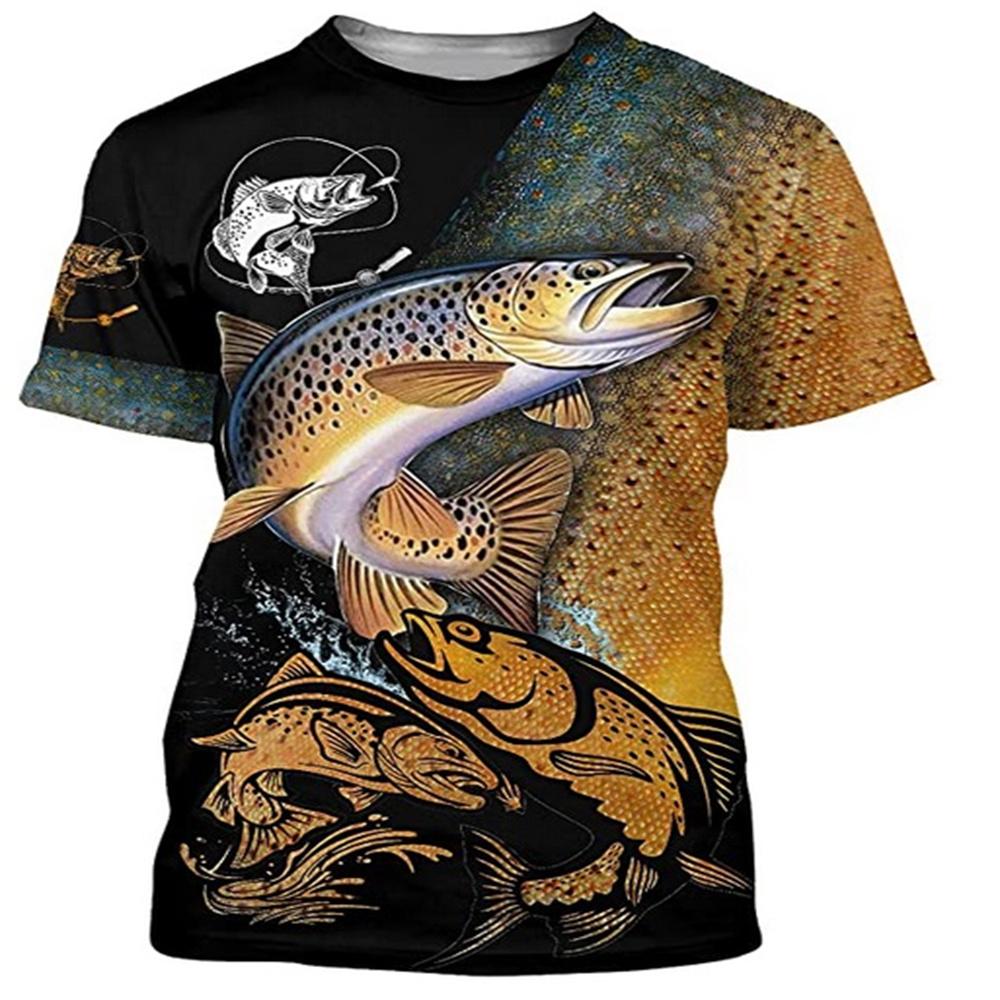 Vintage T Shirt Men/Woman Short Sleeve 3D Fish Print Top 2023 Oversized Clothes O Neck Casual Tee Male T-Shirt Streetwear