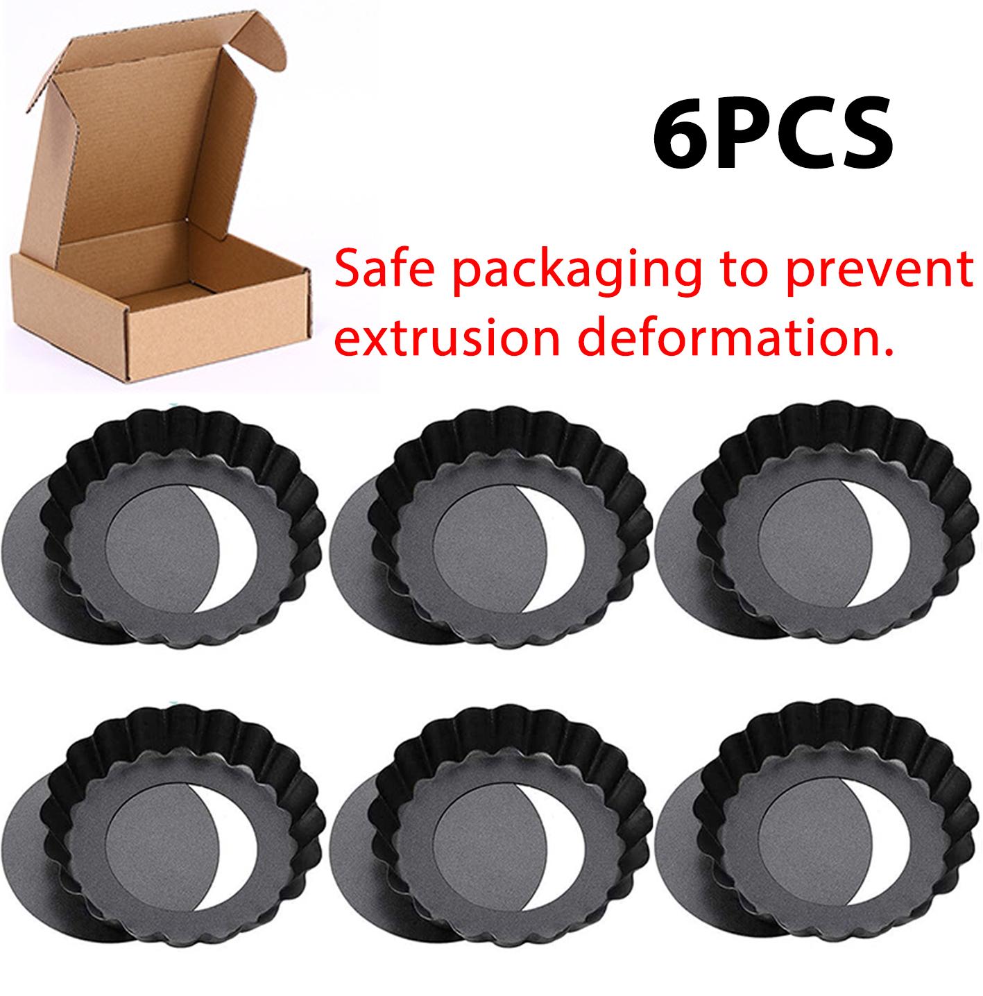 

6 Pcs Mini Tart Pans 4 Inch with Removable Bottom, Nonstick Round Quiche Pie Pan Set, Reusable Cupcake Muffin Mold Tin Pan