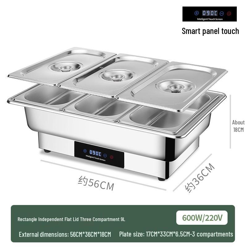 Stainless Steel Self-Serve Buffet Warmer with Transparent Flip-Top for Restaurants & Hotels