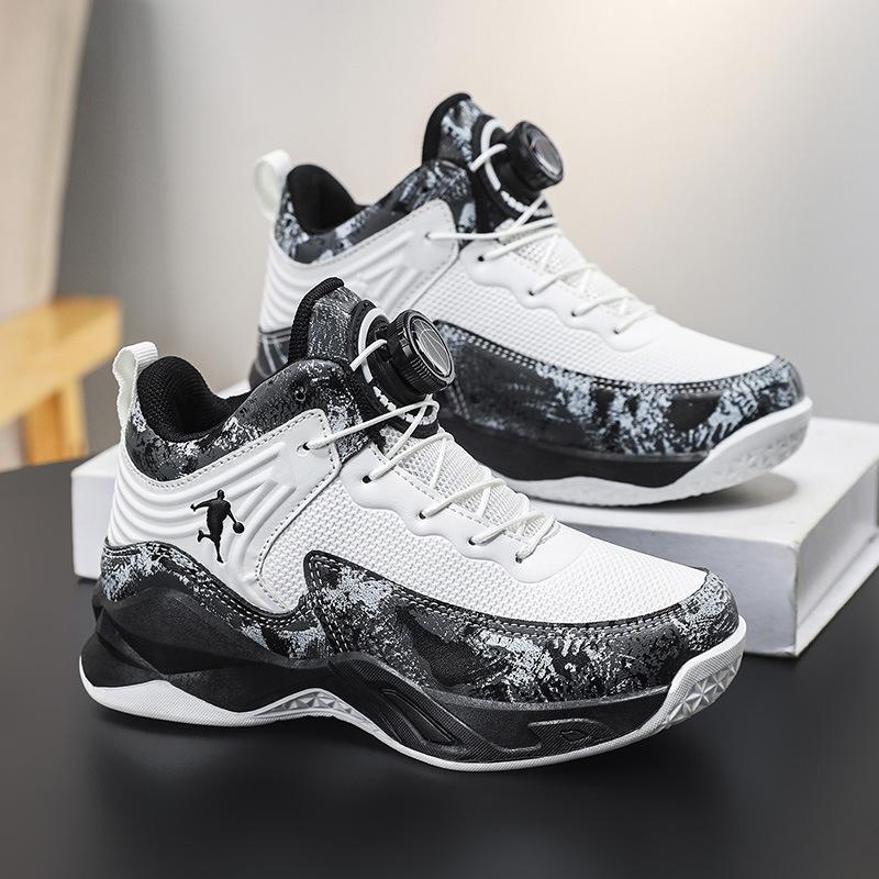 Boys' Sports Shoes 2025 New Autumn Children's Basketball Shoes Leather Upper Middle and Older Boys' Running Shoes