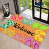 Colorful Flip Flops Welcome Doormat Cute Beach Sandals Pattern Front Door Mat Summer Theme Entryway Accent Rug Home Porch Decor