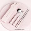 304 Stainless Steel Rabbit Portable Tableware Set: Cute Cartoon Fork and Spoon for Kids, Students, and Office Workers.