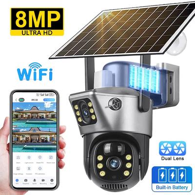 LS VISION Kamera 4K 8MP Wifi/4G Sim Solar Podwójny ekran Zewnętrzna kamera WiFi Solar IP PTZ Automatyczne śledzenie Bateria CCTV Bezpieczeństwo Kamera monitorująca