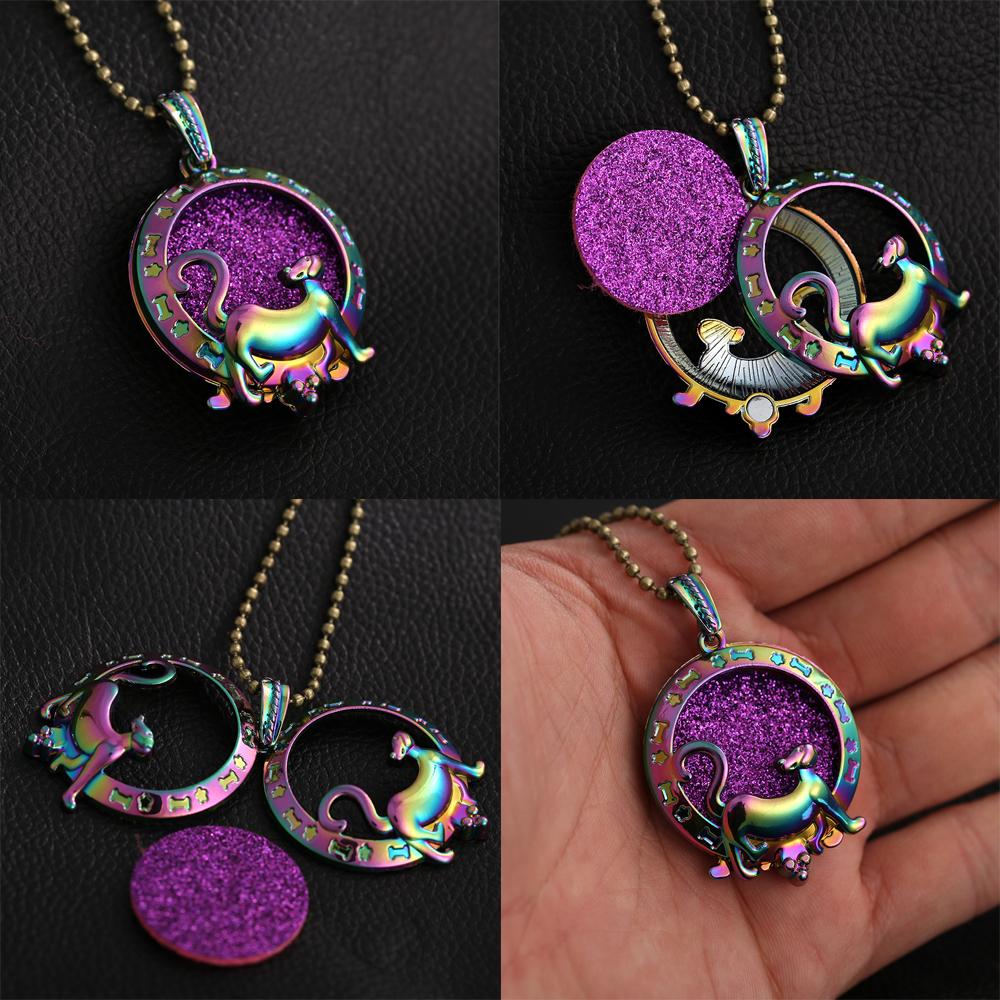 2pcs New Colorful Aromatherapy Necklace Vintage Flower Butterfly Tree Owl Essential Oil Diffuser Necklace Perfume Lockets Pendants