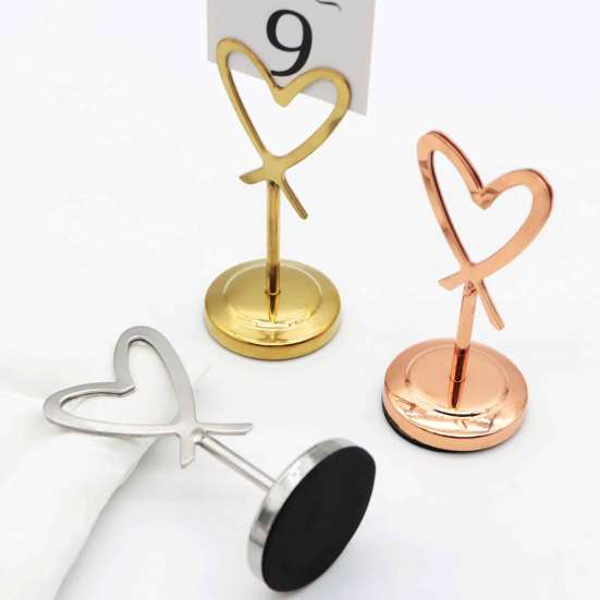 Metal Place Card Base Hollow Heart Table Number Holder, Love Stand, Holders Clip for Photos, Food Signs, Memo Notes, Weddings, Birthdays, Restaurants