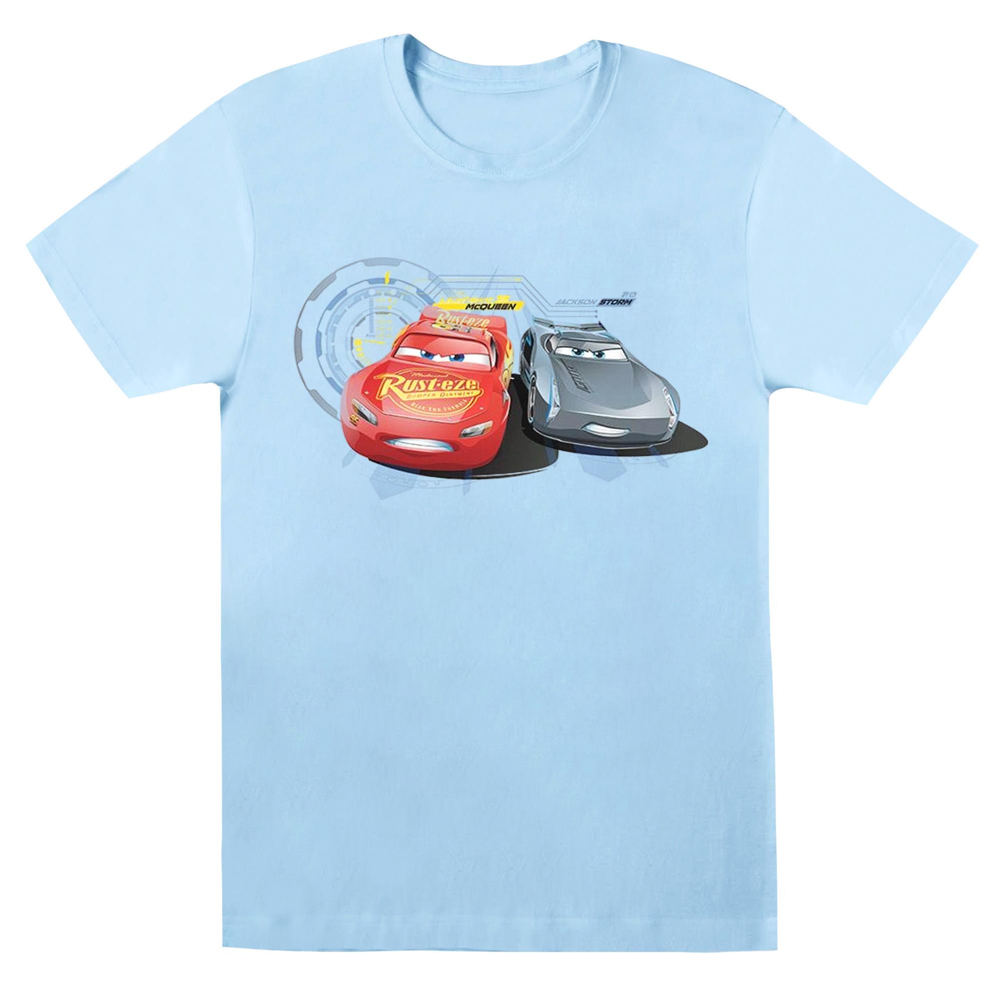 Disney Jungen Cars Lightning Vs Storm T-Shirt 7-8 Years baby blau