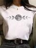 Maycaur Newest Funny Moon Print T Shirt Women White and Black Shirts Fashion Round Neck Short Sleeve T-Shirt Summer Tees Casual Top
