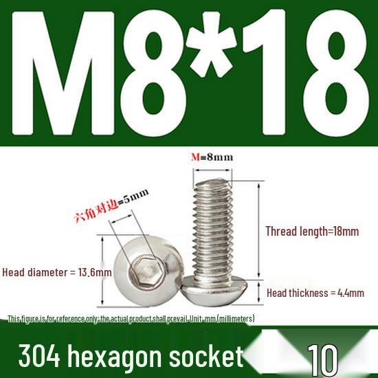 ISO7380 Stainless Steel Hex Drive Dome Head Screws - M2 to M16