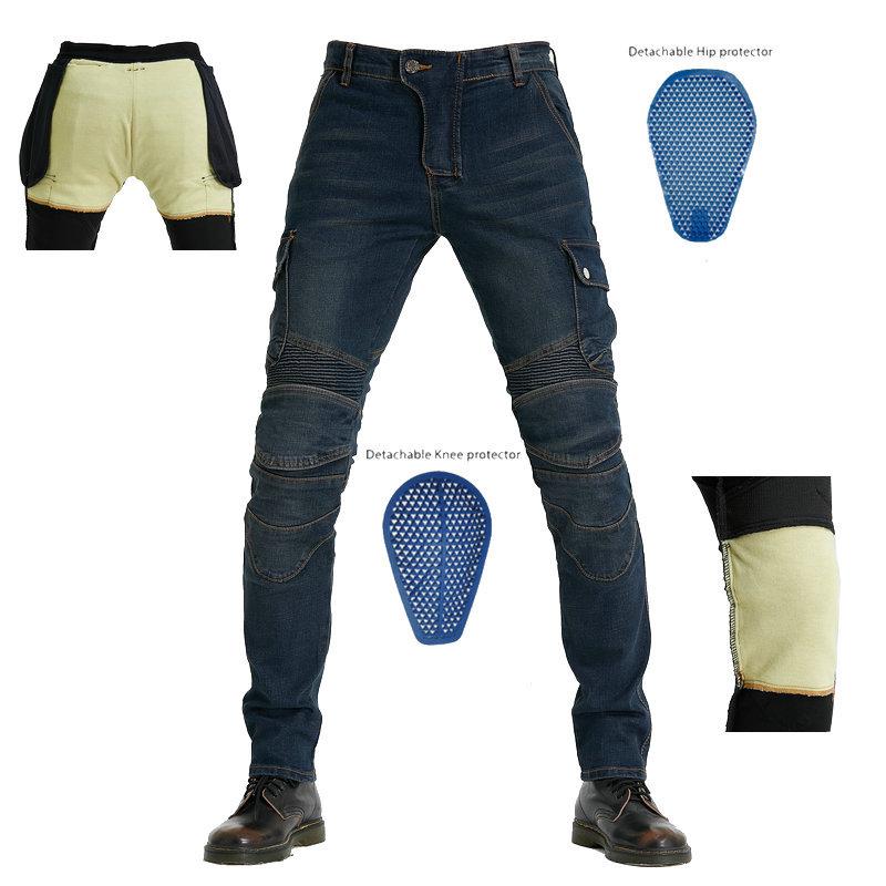 

Motorcycle jeans men, off-road camouflage multi-bag overalls Kevlar anti-drop bike riding pants, tear-resistant 4XL