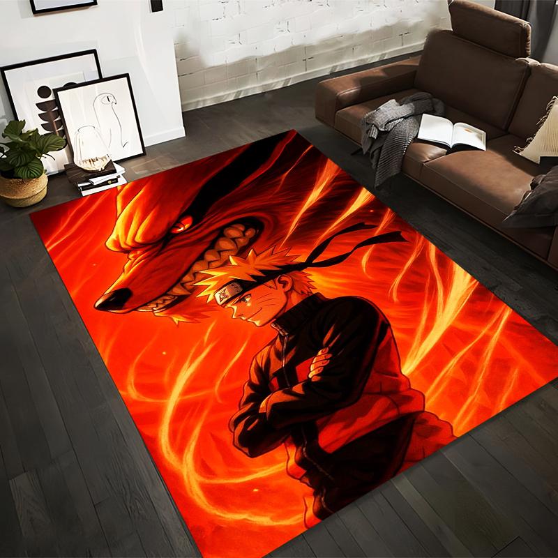 

Anime Style Carpet with Fiery Orange Design and Bold Character Art Suitable for use as an anti-slip for living room bedroom sofas 40x60cm( 15x23in )