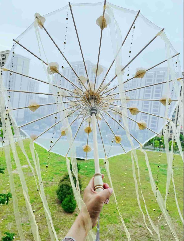 LED Chinese Japan Yarn Oiled Paper Silk Cloth Umbrella Costume Ancient Princess Umbrella Drama White Craft Umbrella Cosplay