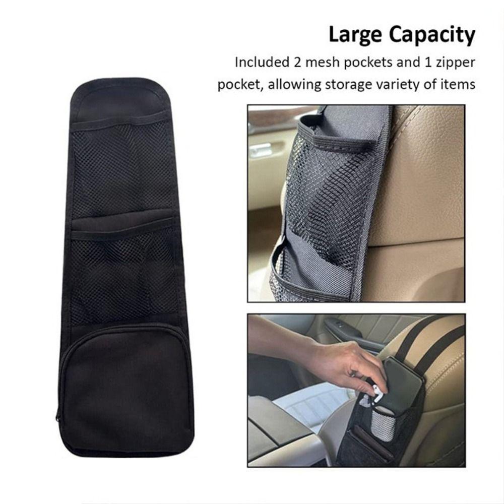 Oxford Cloth Seat Side Storage Bag Lightweight Convenient Car Seat Storage Bag with Mesh Pocket Hanging Car Seat Side Organizer