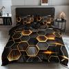 3pcs Golden Diamond Geometric Bedding Set -1 Duvet Cover 2 Pillowcases Breathable  Machine Washable - Perfect for All Seasons