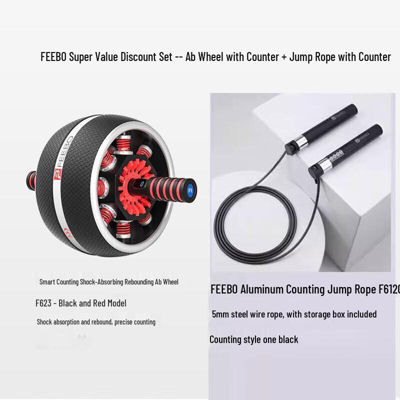 FEEBO Smart Counting Automatic Rebound Ab Wheel Set