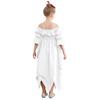 Girl's Renaissance Halloween Fancy Dress Costume Cold Shoulder Smocked Irregular Hem Dresses
