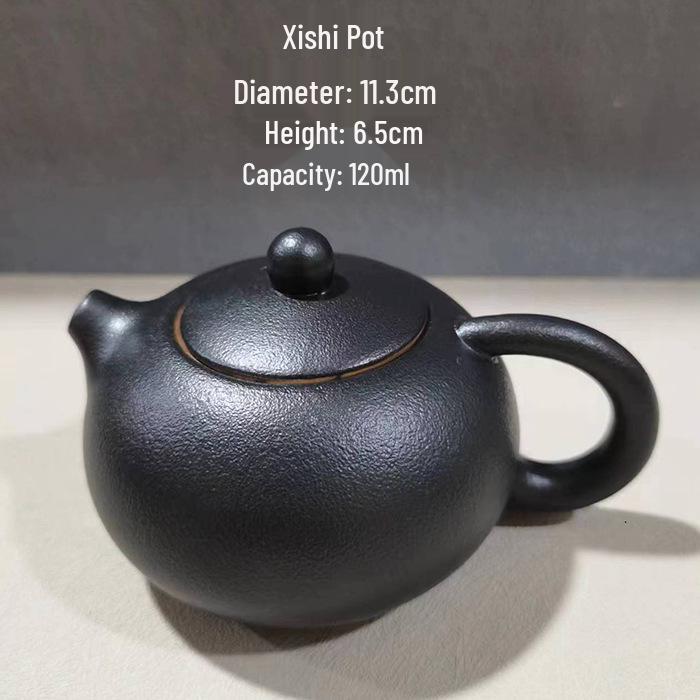 

Special Clearance: Black Pottery Teapot Set - Japanese Retro Coarse Ceramic, Anti-Scald, Side Handle, Kung Fu Style