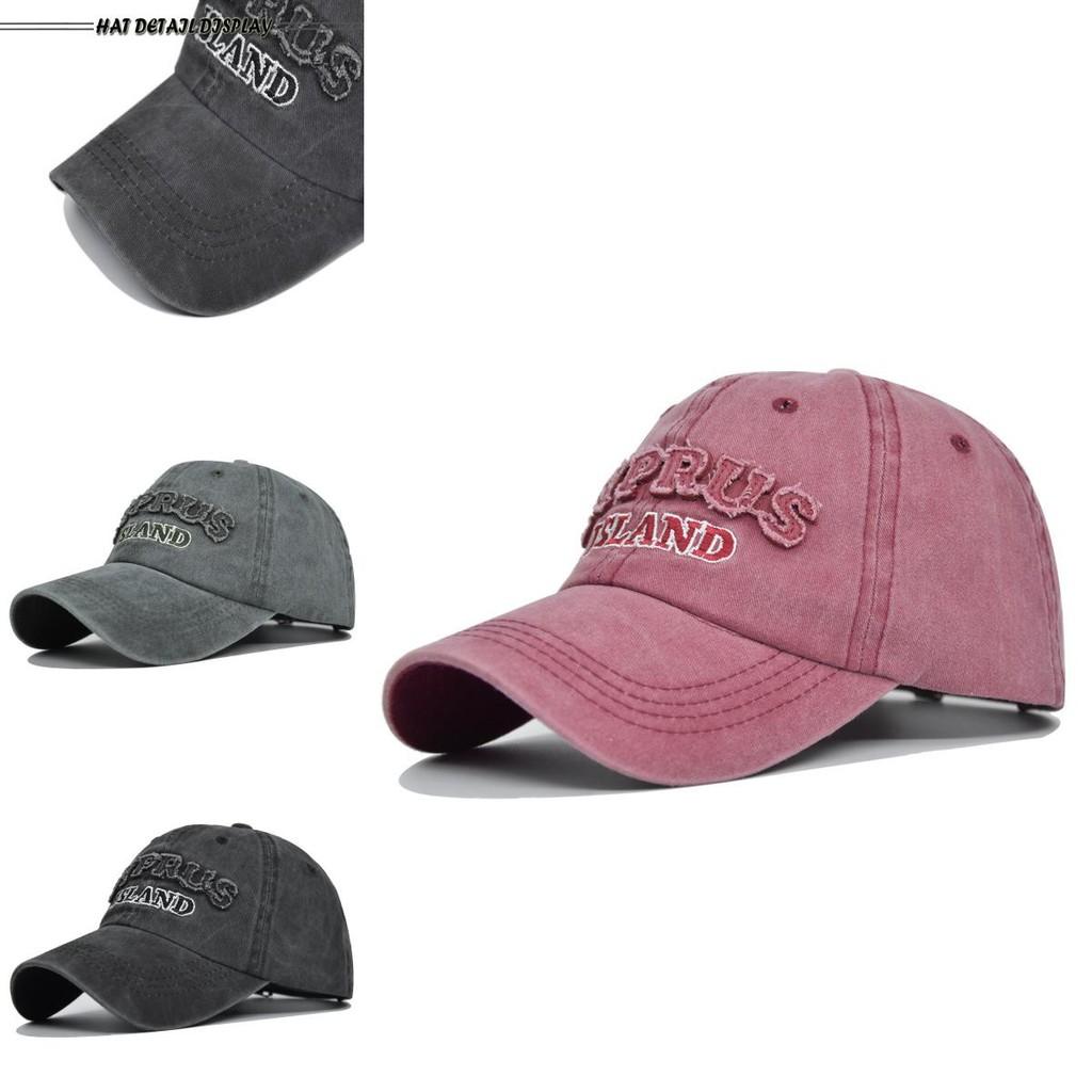 Retro Faded Baseball Cap Cyprus Letter Embroidery Washed Canvas Duckbill Hat Sun Protection Men Women Cap