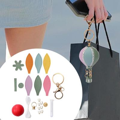 DIY Sewing Keychain Kit Bag Charm Making Party Favors Cute Keyring Colorful Air Balloon Pendant