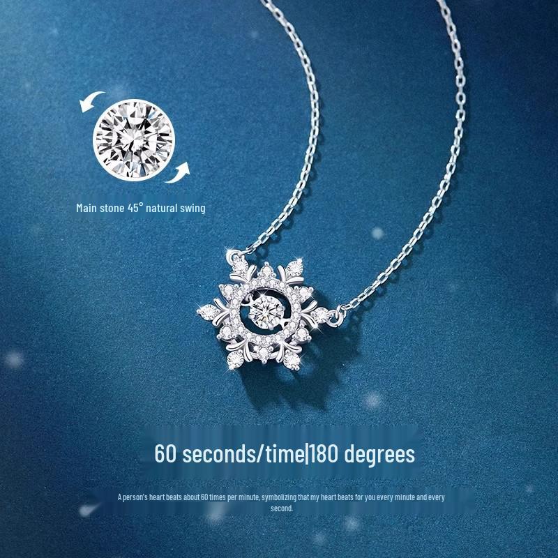 Beating Heart Zirconia Snowflake S925 Sterling Silver Necklace - Exquisite & Versatile Clavicle Chain 2025 Style