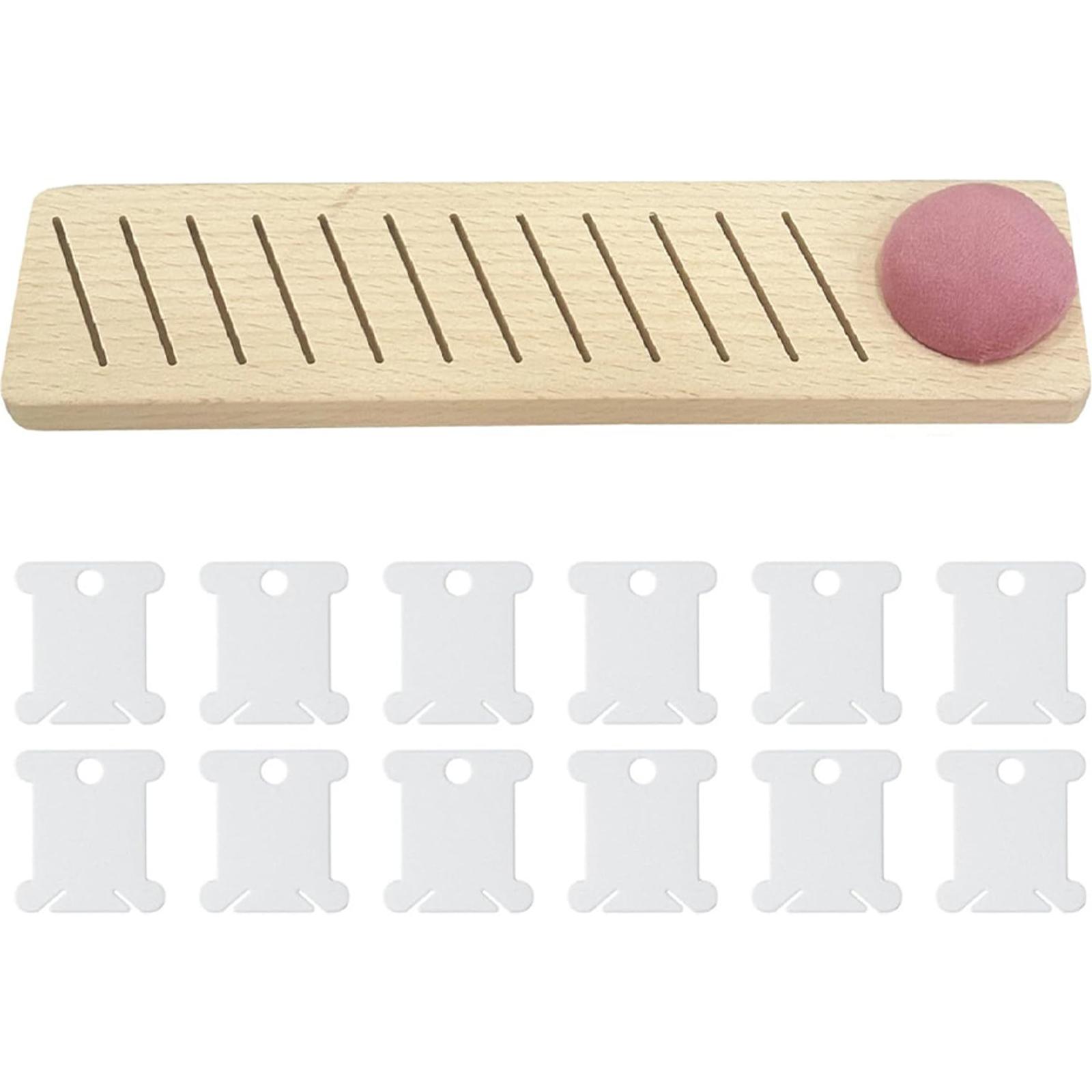 

12 Slot Embroidery Floss Bobbin Rack with 12 Floss Card Sewing Thread Winding Boards Holder Multi-Function for Craft Storage