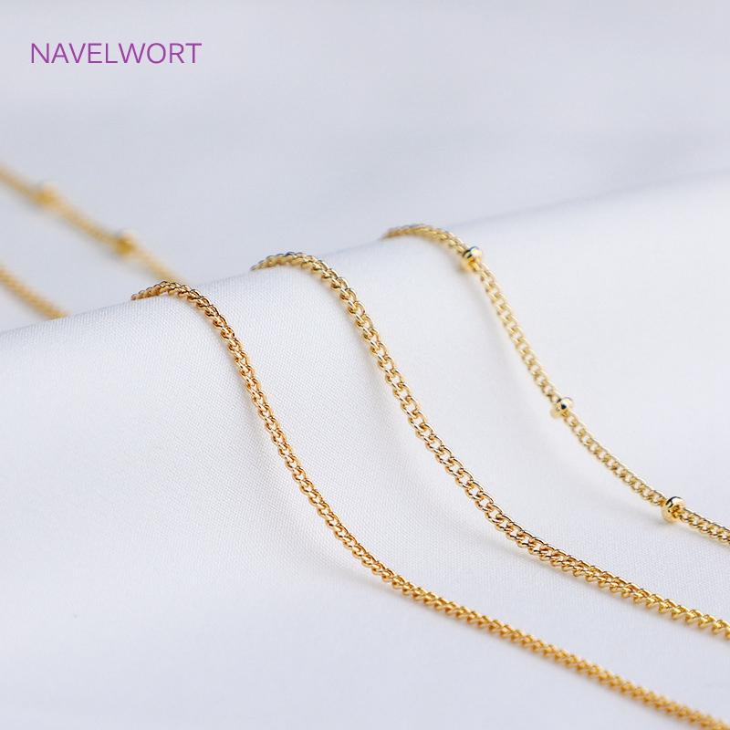 No Fade 14K Gold Plated Thin Curb Chain,Supplies For Women Necklace Bracelet Making Findings Side Chain Wholesale