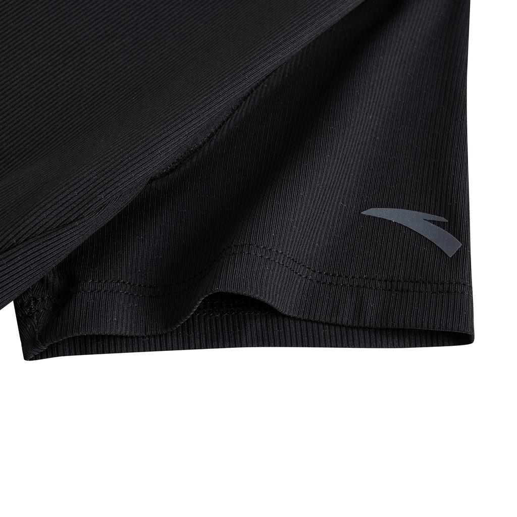 Anta Short Sleeve Knitted T-Shirt Summer Sports Women Tops Black 962627106-3