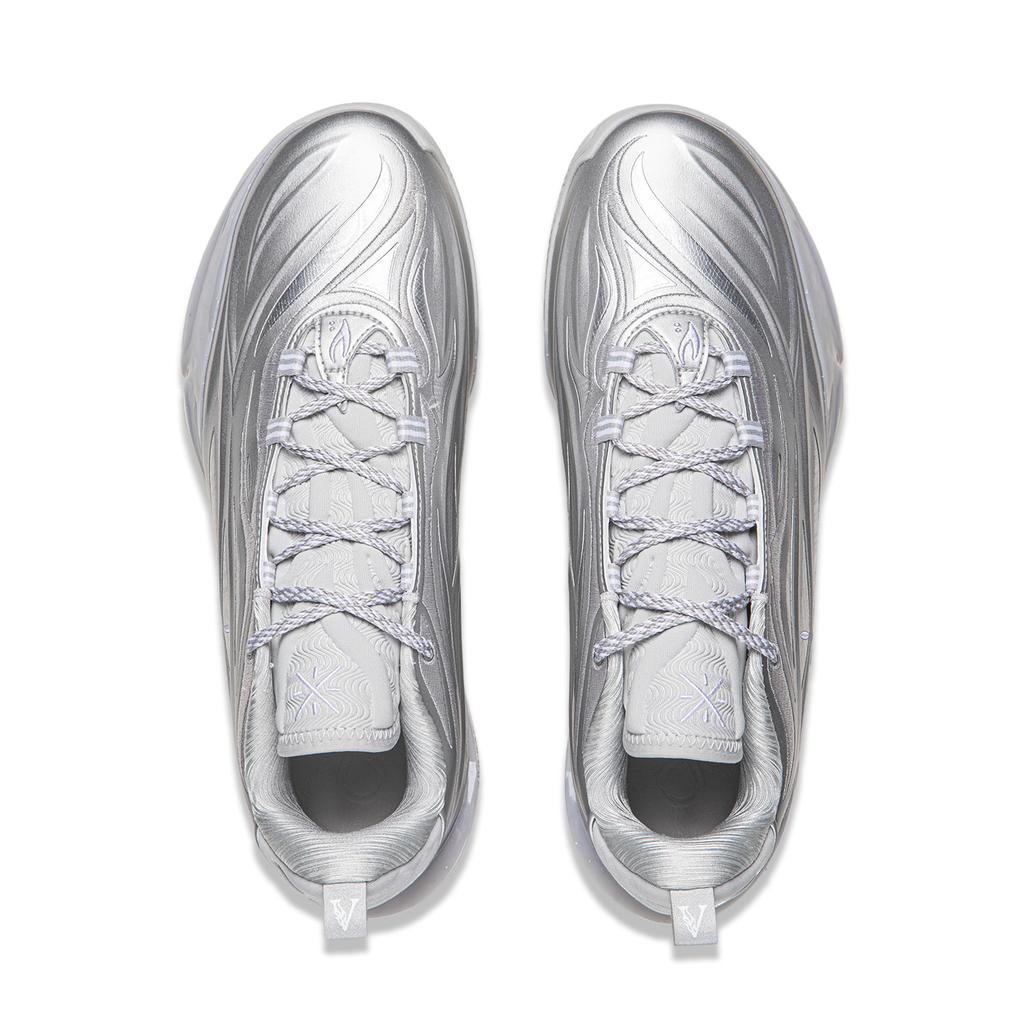 Li Ning Cushioning Slip Resistant Abrasion Resistant Breathable Rebound Grip Low top Basketball Shoes Men's Silver ABAV045-15