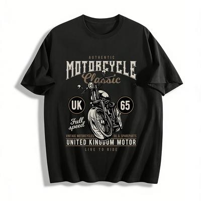 Authentic UK Classic Motorcycle Print Biker Casual Tee Live To Ride Pure Cotton T-shirt