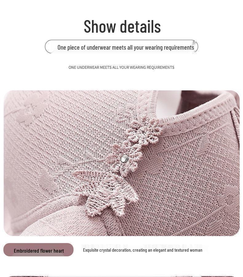 Cotton Front-Closure Wire-Free Push-Up Bra for Mature Women - Large, Breathable, Anti-Sagging Style