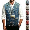 Herre V-hals Knaplukning Juleprint Sweater med Store Knapper til Julefest
