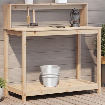 Vidaxl Garden Table With Shelves, 108X50X109.5 Cm, Pine Wood