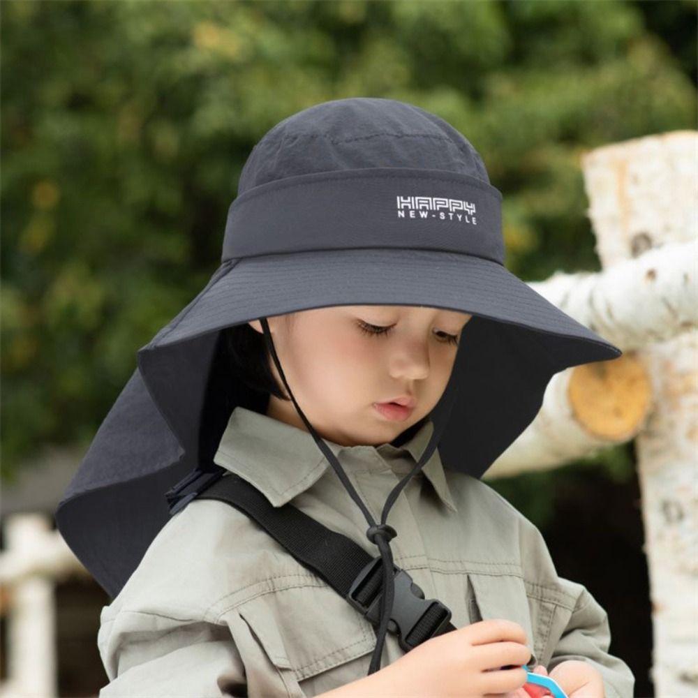 Large Brim Hat Children's Thin Bucket Hat With Cape Beach Hat New Sun Hat