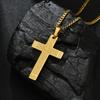 Bibel Kreuz Halskette Goldfarbe Edelstahl Anhänger & Kette für Herren Geschenk Christlicher Schmuck 60cm Kettenlänge