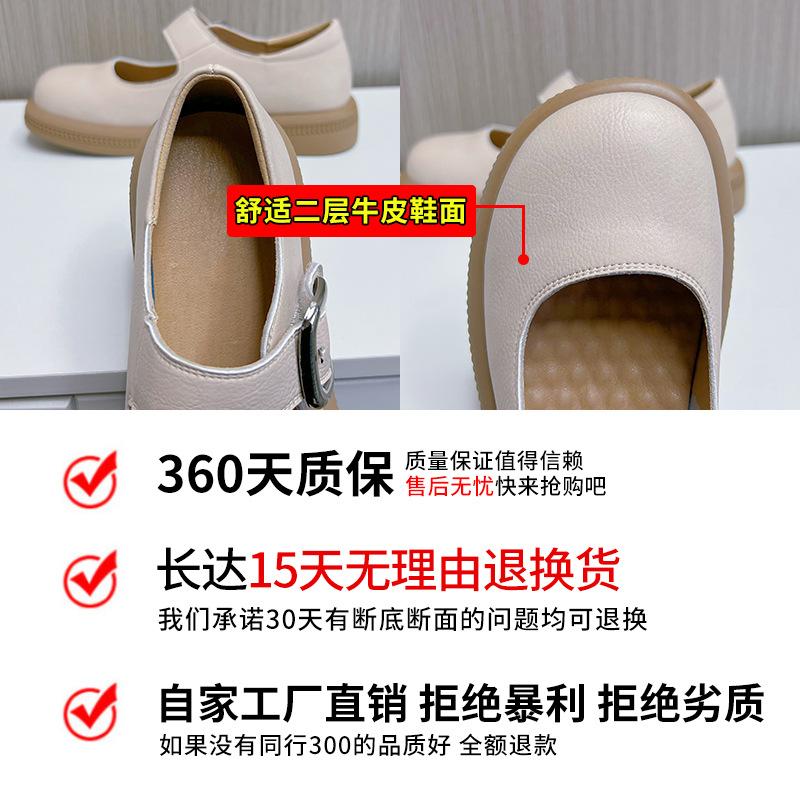 Leather Mary Jane Shoes Spring and Summer 2025 New Casual Fashion Small Leather Shoes Thick Heel Shallow Mouth Small Fragrant Single Shoes Women
