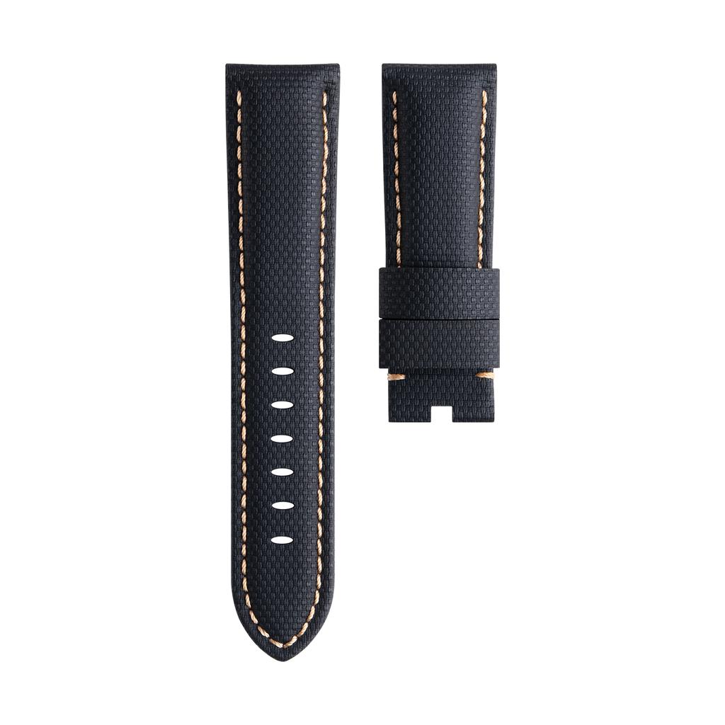 22mm 24mm 26mm Nylon Gewebtes Muster Fluorkautschuk FKM Kautschuk Mit Rückseite Leder Uhrenarmband Für Panerai Armband Uhrenarmbänder PAM441/111