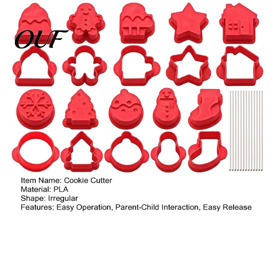Handmade Holiday Souvenirs 10 Pairs Christmas Cookie Cutter Set, Biscuit Stamp Mold with Pop Sticks, Gingerbread Baking Molds for Cake Pops