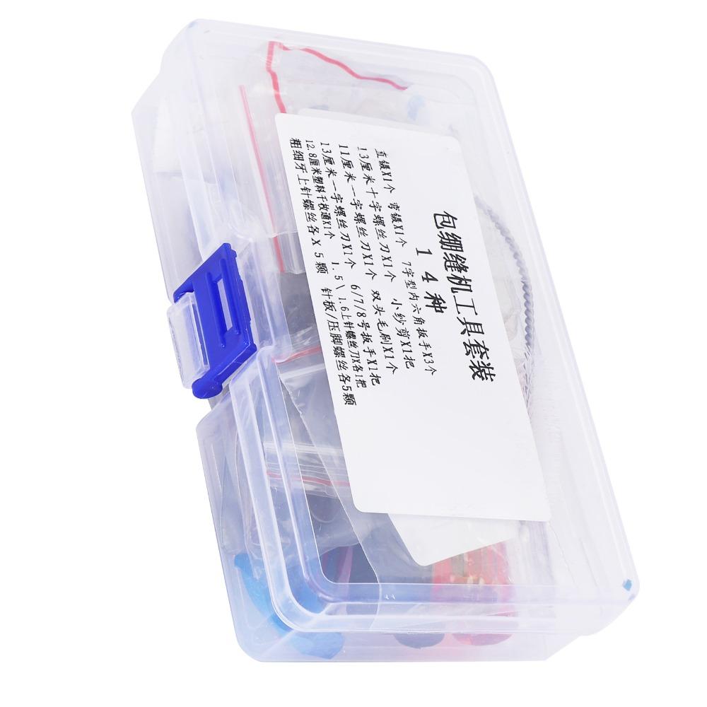 14pcs Straight Tweezers Overlock Machine Tool Hex Wrench Cross Screwdriver Serger Service Kit Slot Screwdriver Yarn Scissors