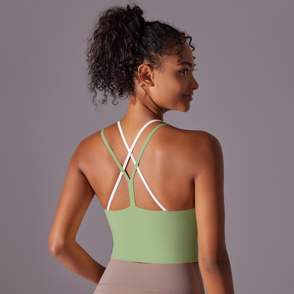 Auroth Back Cross Sports Vest Women Yoga Sports Bra Candy Color Fitness Top