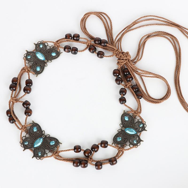 Handmade Bohemian Turquoise Woven Belt - Vintage Ethnic Waist Chain