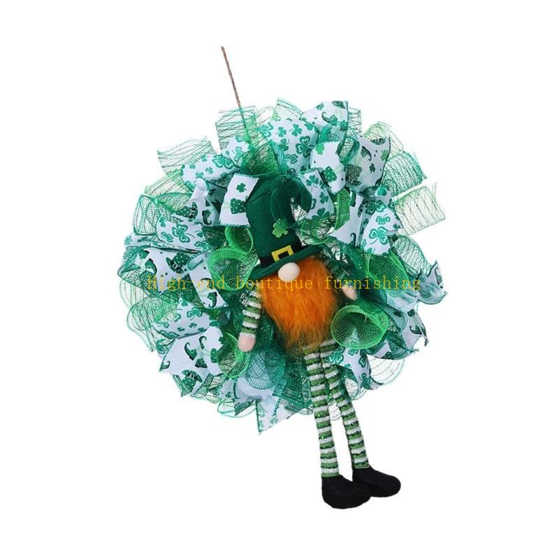  Patricks Day Wreath Gnomes Doll Artificial Wreath Patricks Day Decor