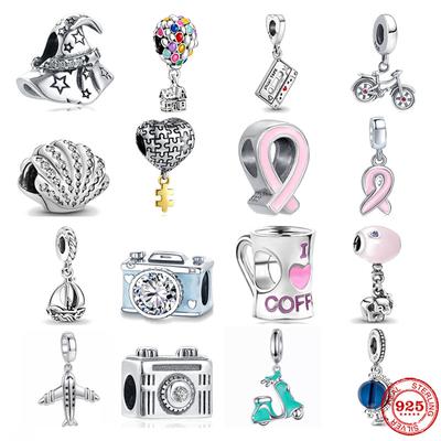 925 Silber Perlen Shell Flugzeug Kamera Segel Boot Baumeln Perlen Fit Mode 925 Original Charms Armbänder Herstellung Von Schmuck für frauen