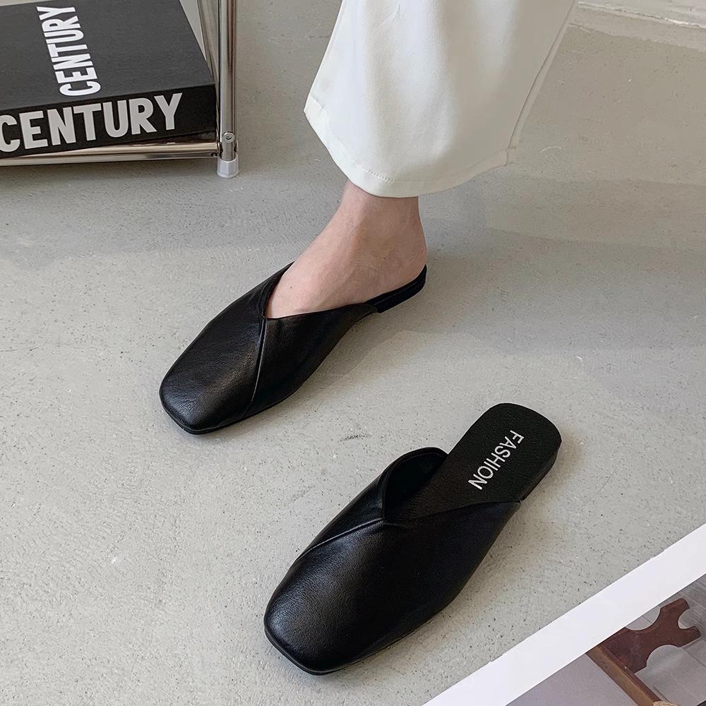 Trendy Women's 2023 Summer Square Toe Low Heel Half-Slippers - Outdoor Versatile Plus Size Korean Style