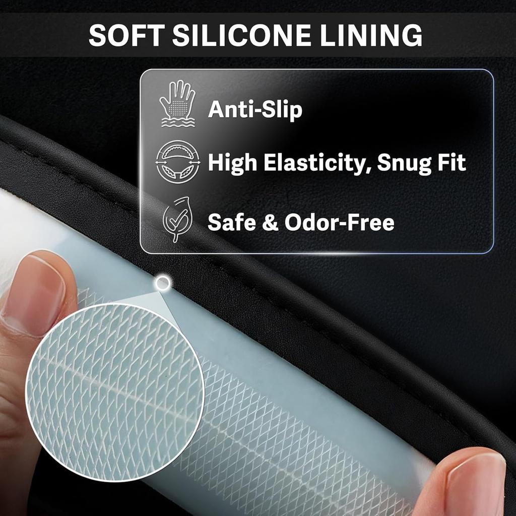 XCBYT Steering Wheel Cover - Black Leather Steering Wheel Wrap Great Grip With 3D Honeycomb Quick And Effortless Tallation Non-Slip Silicone Inner