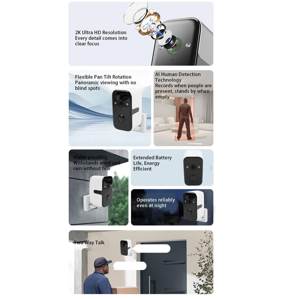 2K Pan Tilt Security Camera 1080P HD WiFi Wireless AI Motion Detection Home Security Camera for Indoor Outdoor