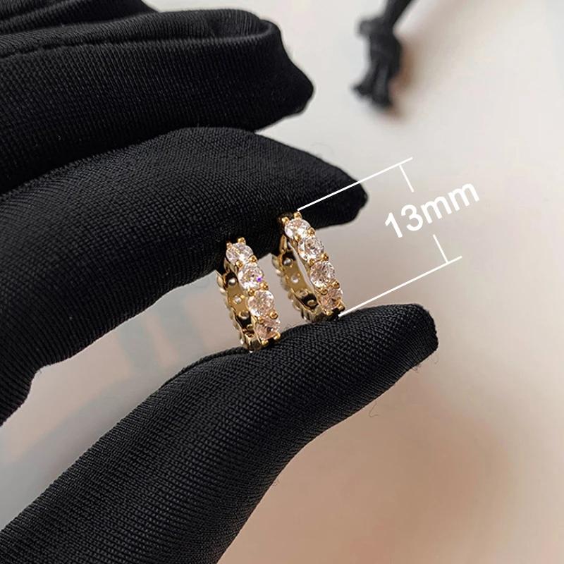 

Huitan 13mm/15mm Circle Hoop Earrings Round Cubic Zirconia Copper Color/Gold Color Simple Stylish Women s Earrings Hot Zircon