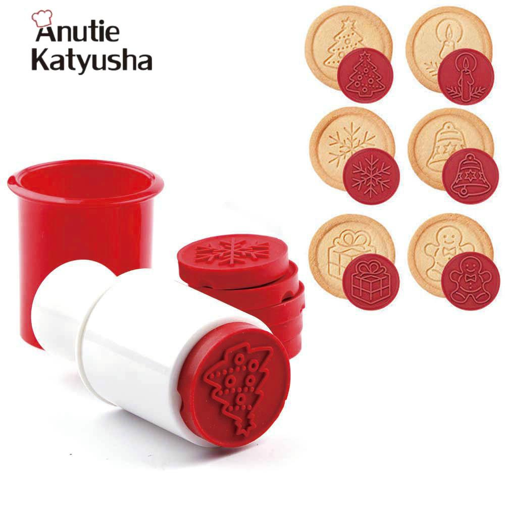 

6шт / набор печенья резак силиконовый печатный набор бисквит мультфильм штампы форма торт украшения инструменты