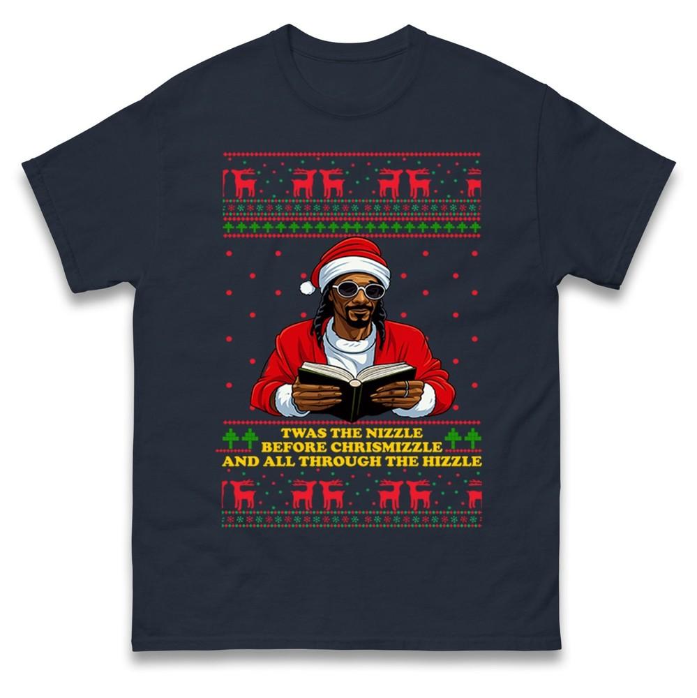 Funny Christmas Twas The Nizzle Rap Tshirt Hip Hop Santa Novelty Ugly Xmas Tee S