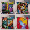 Abstract Painting Cushion Cover Decoration Nordic Style Colorful Cartoon Girl Pillowcase Sofa Home