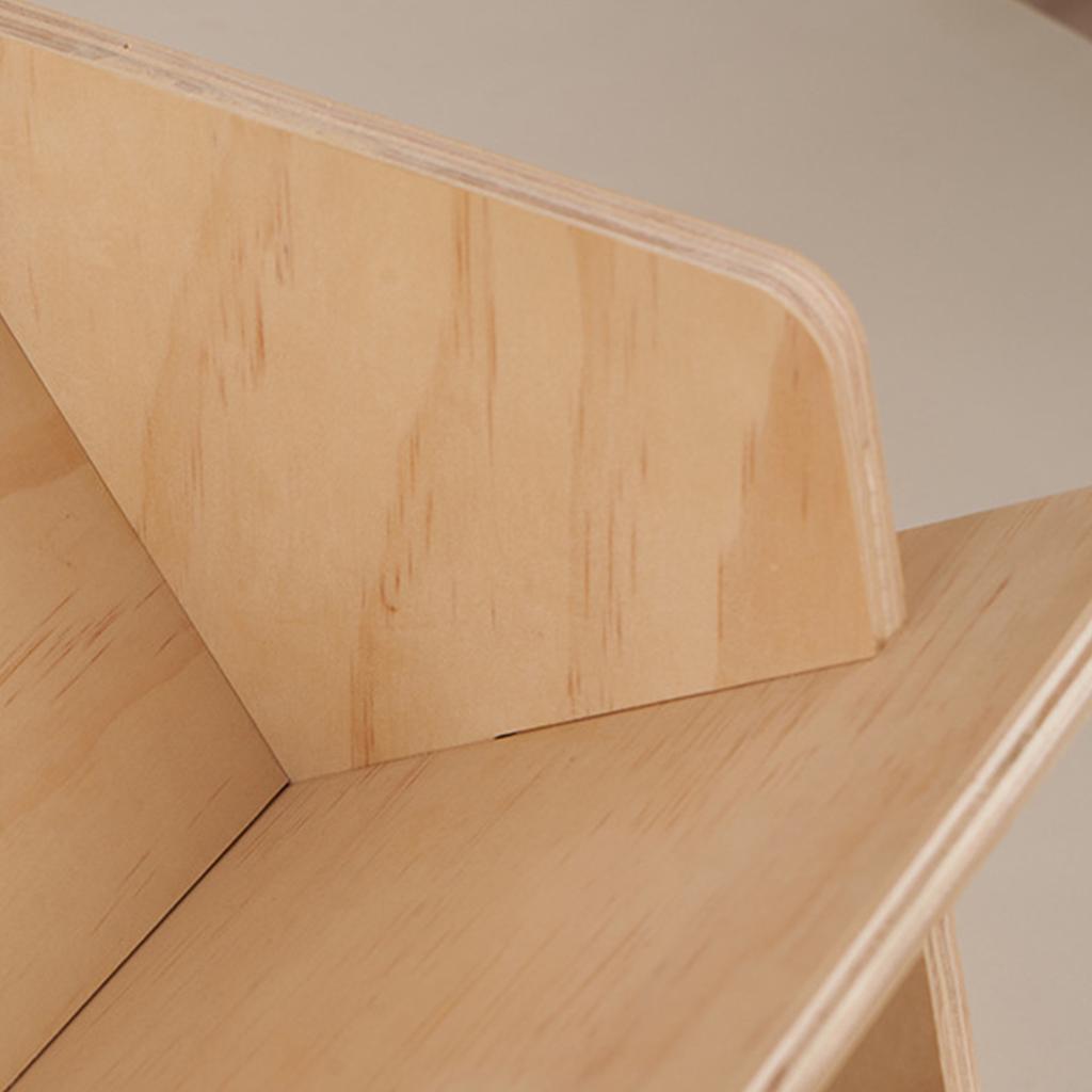 Wood Tilted Bookcase V Shaped Triangular Support Fine Polishing Tabletop Book  for Office Dormi
