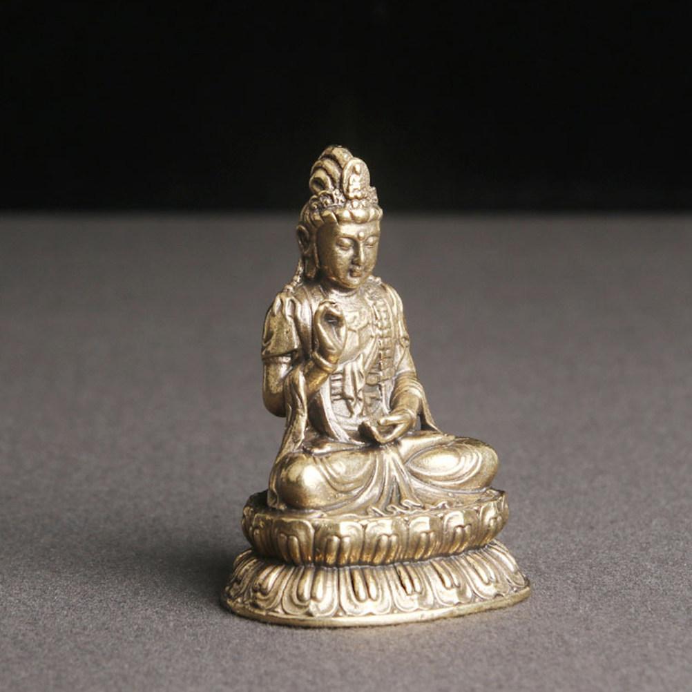Brass Guanyin Statue Home Decor Retro Indoor Adornment Desktop Ornament for Living Room Bedroom Balcony Garden Temple Use